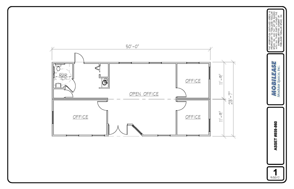 Floor plan for temporary building by Mobilease Modular Space in Pedricktown, NJ