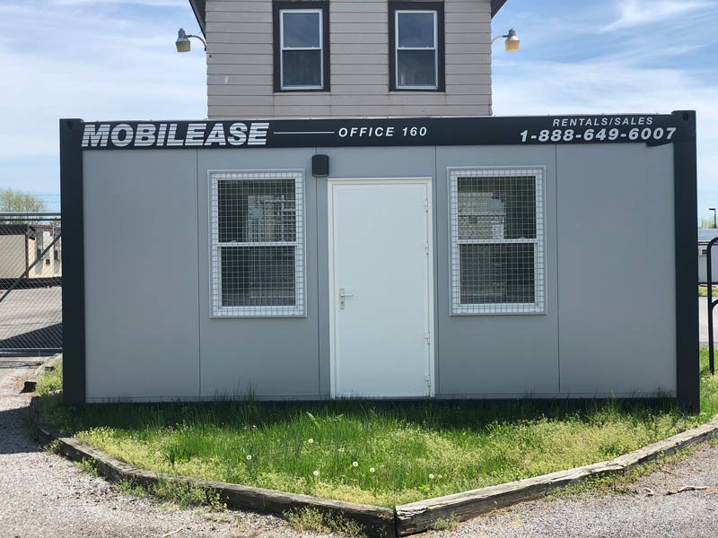 Modular office built from a shipping container at the port in Pedricktown, NJ