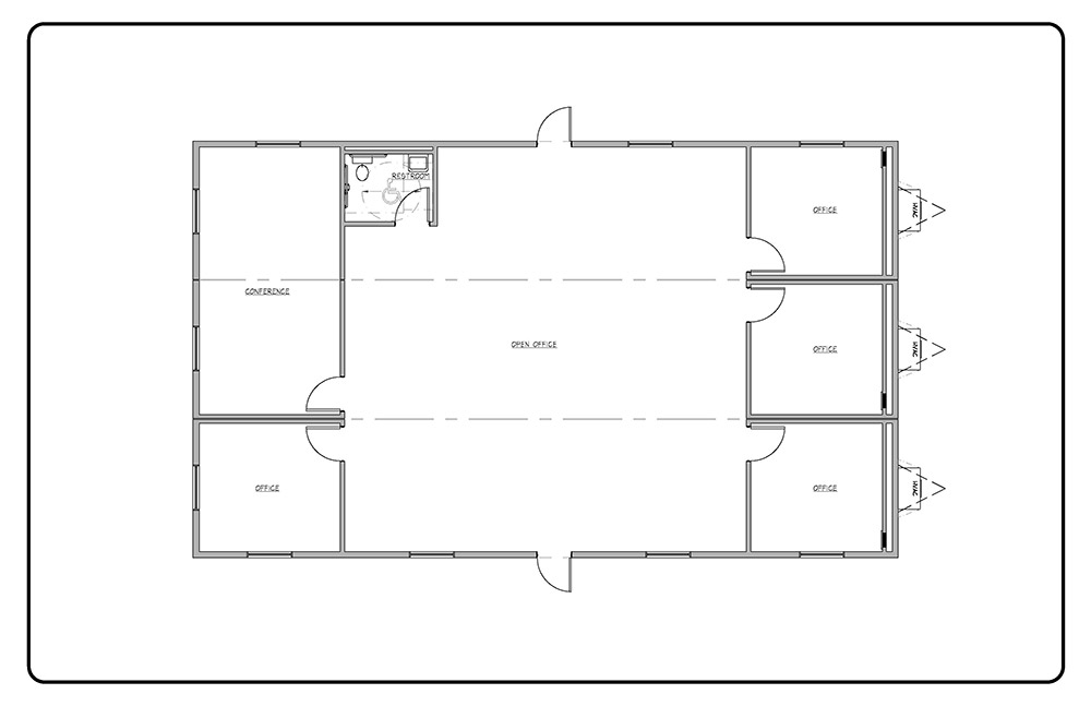 Floor plan of triple wide commercial space in Pedricktown, NJ